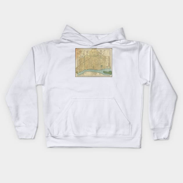 Vintage Map of Detroit Michigan (1895) Kids Hoodie by Bravuramedia